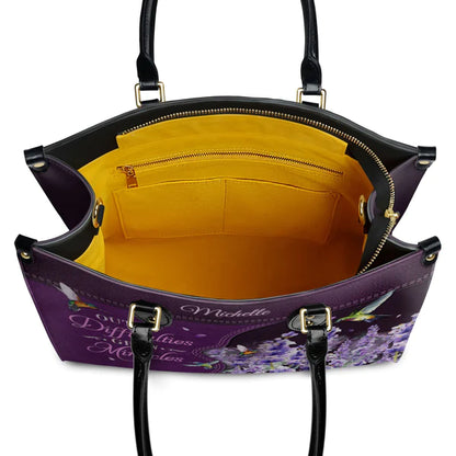 Christianartbag Handbags, Out Of Difficulties Grow Miracles 1 Peter 5 10 Hummingbird Lavender, Handbag Design, Monogram Leather Handbag, Gifts for Women, CABLTB07271223. - Christian Art Bag
