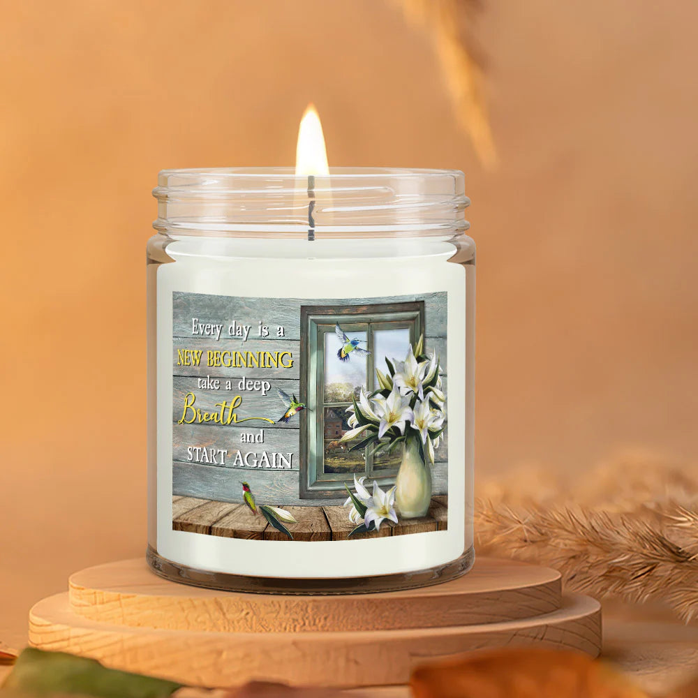 Christianartbag Candles, Every Day Is A New Beginning Take A Deep Breath Hummingbird, Christian Candles, Bible Verse Candles, Natural Candle, Soy Wax Candle 9oz, Christmas Gift. - Christian Art Bag