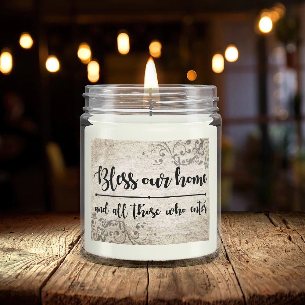 Christianartbag Candles, Bless Our Home And All Those Who Enter, Christian Candles, Bible Verse Candles, Natural Candle, Soy Wax Candle 9oz, Christmas Gift. - Christian Art Bag