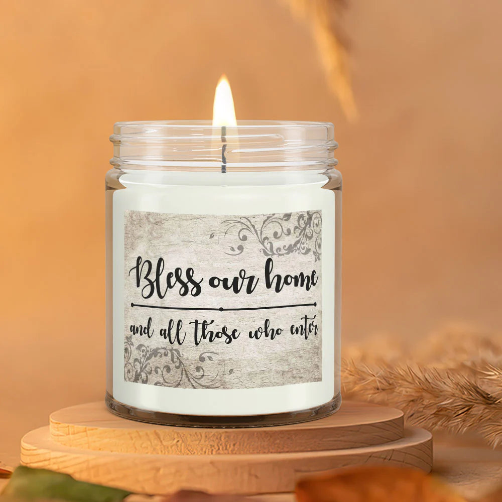 Christianartbag Candles, Bless Our Home And All Those Who Enter, Christian Candles, Bible Verse Candles, Natural Candle, Soy Wax Candle 9oz, Christmas Gift. - Christian Art Bag