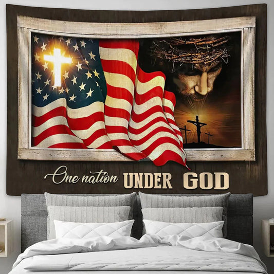 Christianartbag Tapestry, Patriotism Christian One Nation Under God, Tapestry Wall Hanging, Christian Wall Art, Tapestries - Christian Art Bag