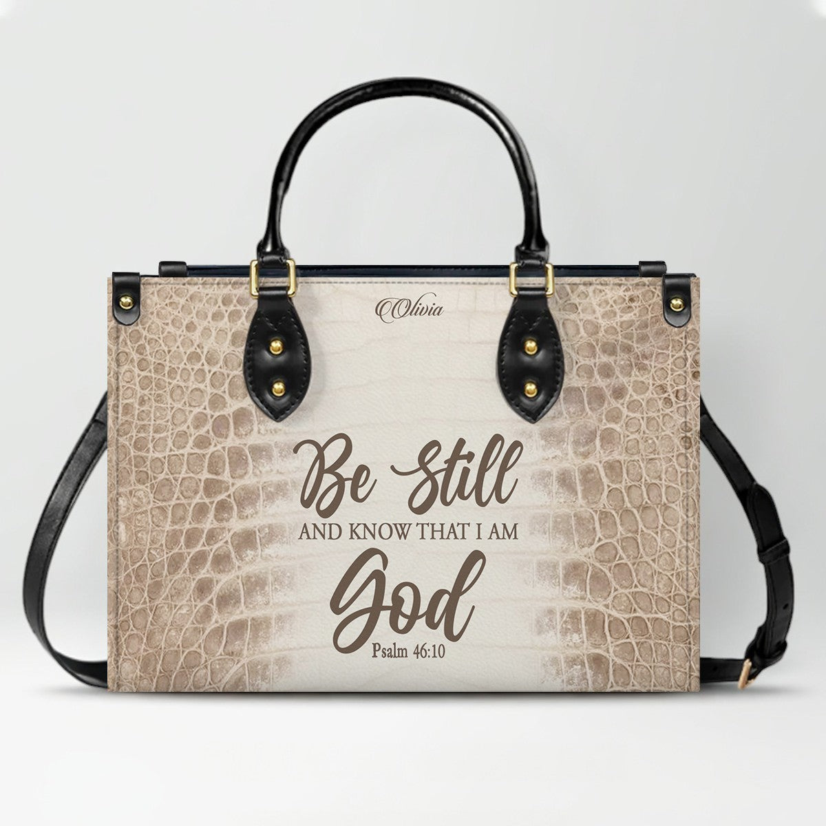 Personalized Christian Leather Handbag by CHRISTIANARTBAG – Custom Bible Verse Albino Alligator Purse, Faith-Inspired Luxury Gift for Women