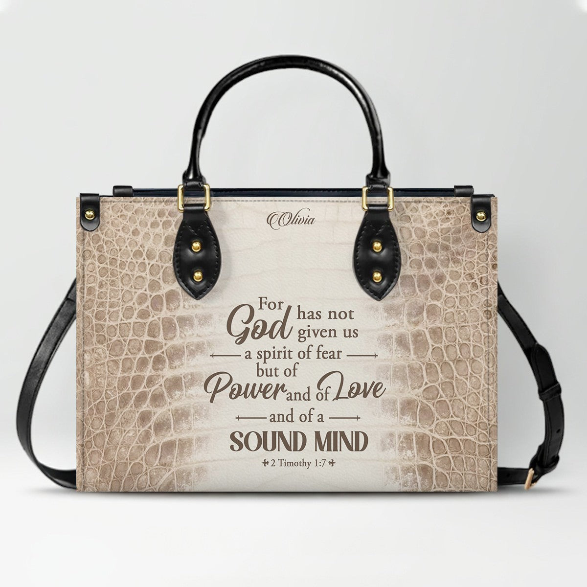 Personalized Christian Leather Handbag & Long Wallet Set – Custom Bible Verse Gift for Women