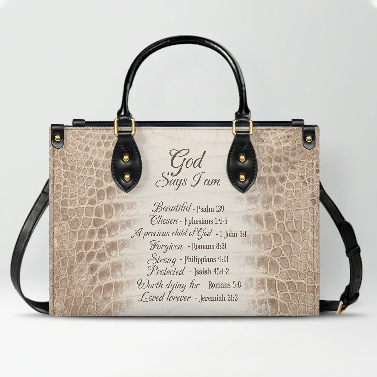 Personalized Christian Leather Handbag & Long Wallet Set – Custom Bible Verse Gift for Women
