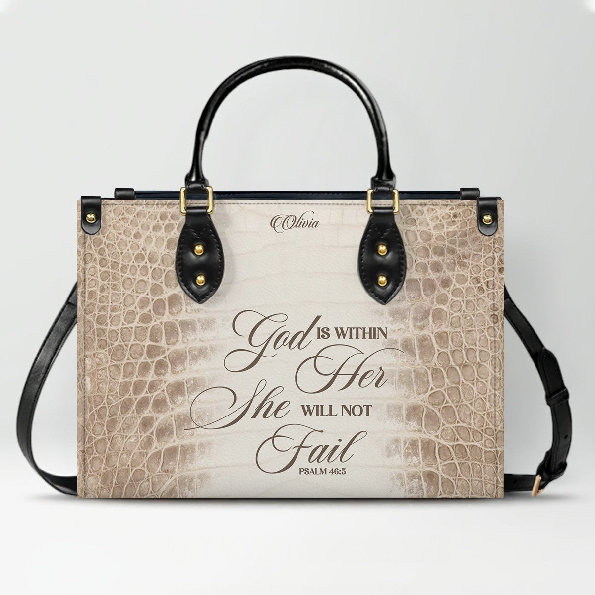 Personalized Christian Leather Handbag by CHRISTIANARTBAG – Custom Bible Verse Albino Alligator Purse, Faith-Inspired Luxury Gift for Women