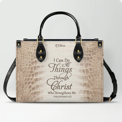 Personalized Christian Leather Handbag & Long Wallet Set – Custom Bible Verse Gift for Women