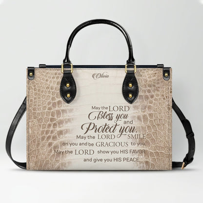 Personalized Christian Leather Handbag & Long Wallet Set – Custom Bible Verse Gift for Women