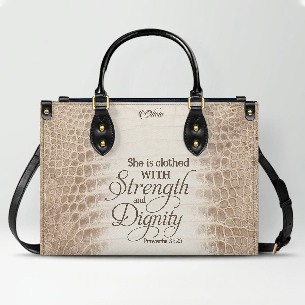 Personalized Christian Leather Handbag & Long Wallet Set – Custom Bible Verse Gift for Women