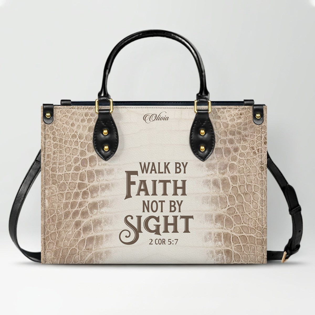 Personalized Christian Leather Handbag & Long Wallet Set – Custom Bible Verse Gift for Women