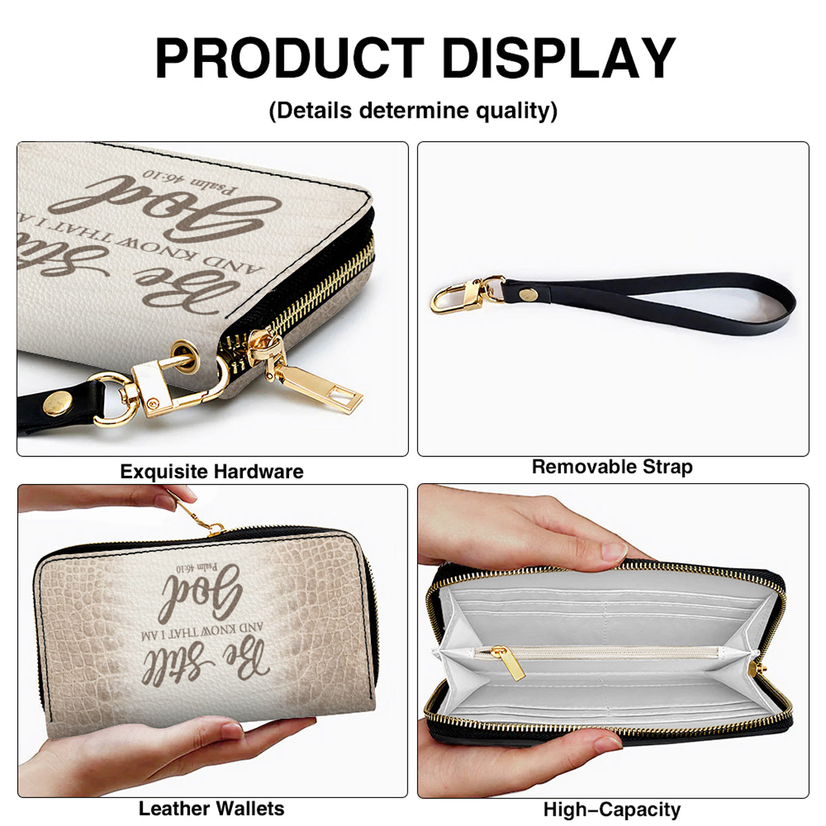 Personalized Christian Leather Handbag & Long Wallet Set – Custom Bible Verse Gift for Women