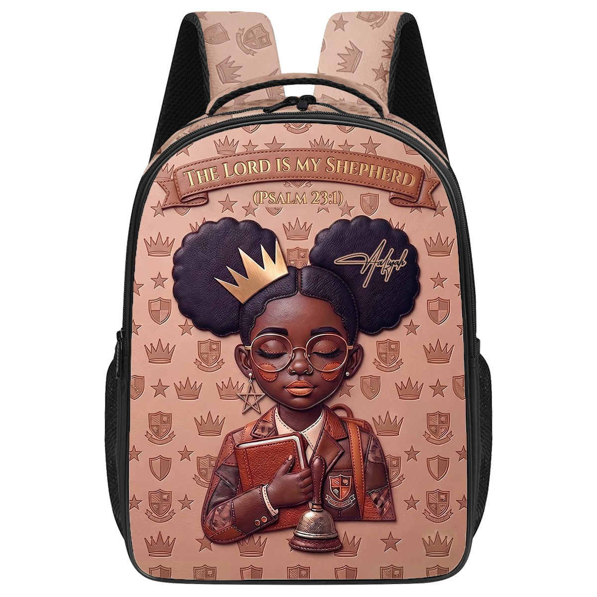 Custom Name & Bible Verse Christian Backpack for Black Girls, Personalized African American Queen School Bag - CHRISTIANARTBAG 01080826