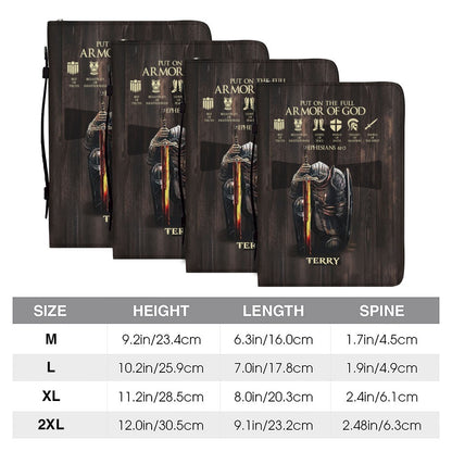 Personalized Christian Bible Cover for Men – Put On The Full Armor of God, Custom Name Leather Bible Case | CHRISTIANARTBAG CAB030426