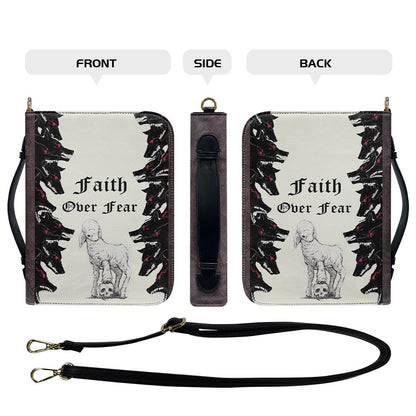 Personalized "Faith Over Fear" Bible Cover, Lamb and Wolves Christian Bible Case, Custom Name Spiritual Protector Bag - CHRISTIANARTBAG