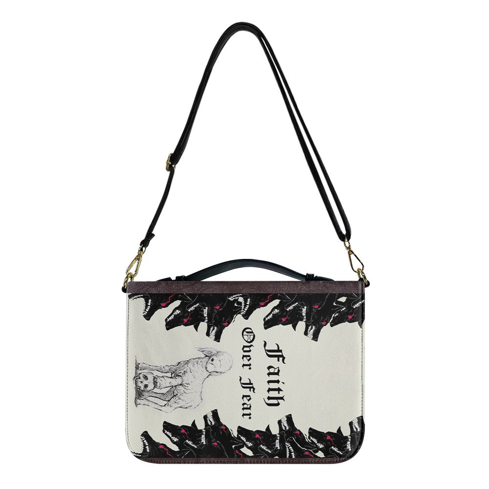 Personalized "Faith Over Fear" Bible Cover, Lamb and Wolves Christian Bible Case, Custom Name Spiritual Protector Bag - CHRISTIANARTBAG