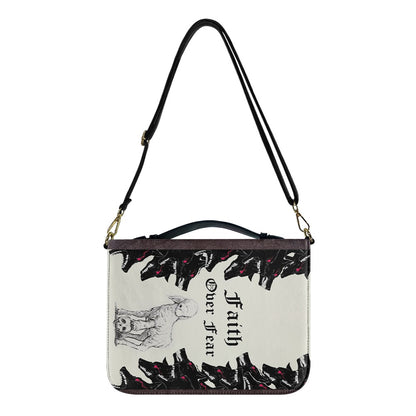 Personalized "Faith Over Fear" Bible Cover, Lamb and Wolves Christian Bible Case, Custom Name Spiritual Protector Bag - CHRISTIANARTBAG