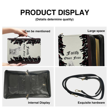 Personalized "Faith Over Fear" Bible Cover, Lamb and Wolves Christian Bible Case, Custom Name Spiritual Protector Bag - CHRISTIANARTBAG