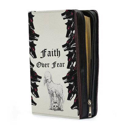 Personalized "Faith Over Fear" Bible Cover, Lamb and Wolves Christian Bible Case, Custom Name Spiritual Protector Bag - CHRISTIANARTBAG