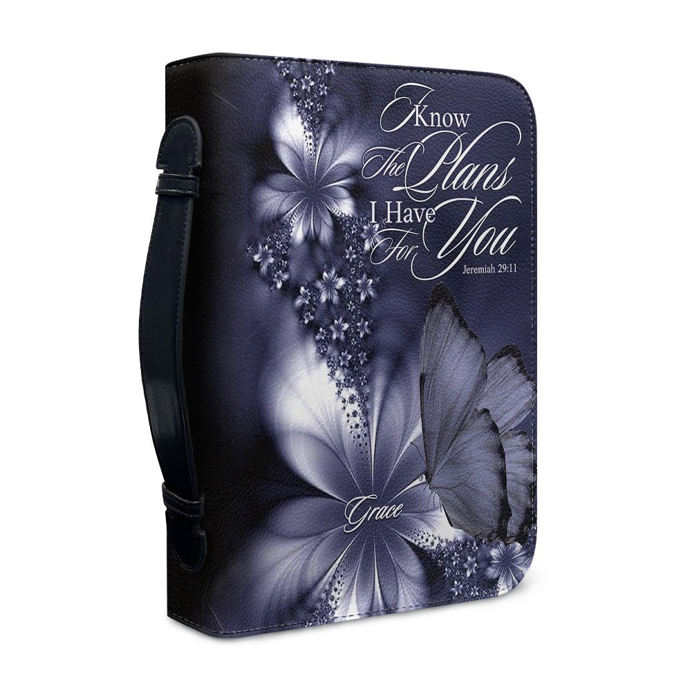 Custom Name Bible Cover - "I Can Do All Things" Butterfly Design - Premium Christian Art Bag for Her