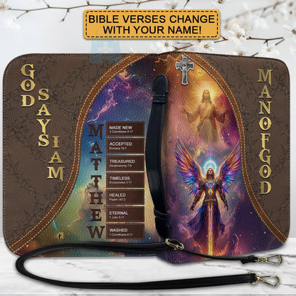 Personalized Bible Cover with Custom Name – Each Letter Matches a Bible Verse | Unique Christian Gift for Men