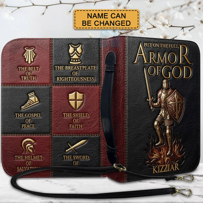 Personalized Armor of God Bible Cover for Men Tech-Integrated | Custom Leather Bible Case by CHRISTIANARTBAG CAB01052826