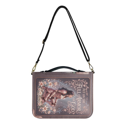 Personalized Full Armor of God Bible Cover Case with Name | Custom Christian Leather Bible Carrying Bag with Handle & Strap - CHRISTIANARTBAG 01072726