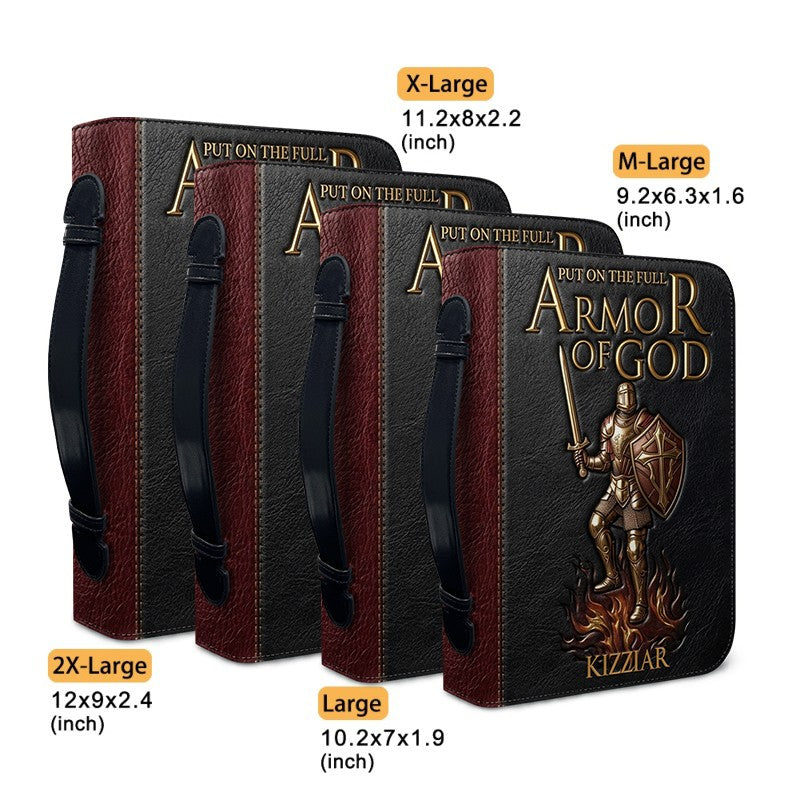Personalized Armor of God Bible Cover for Men Tech-Integrated | Custom Leather Bible Case by CHRISTIANARTBAG CAB01052826