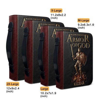 Personalized Armor of God Bible Cover for Men Tech-Integrated | Custom Leather Bible Case by CHRISTIANARTBAG CAB01052826