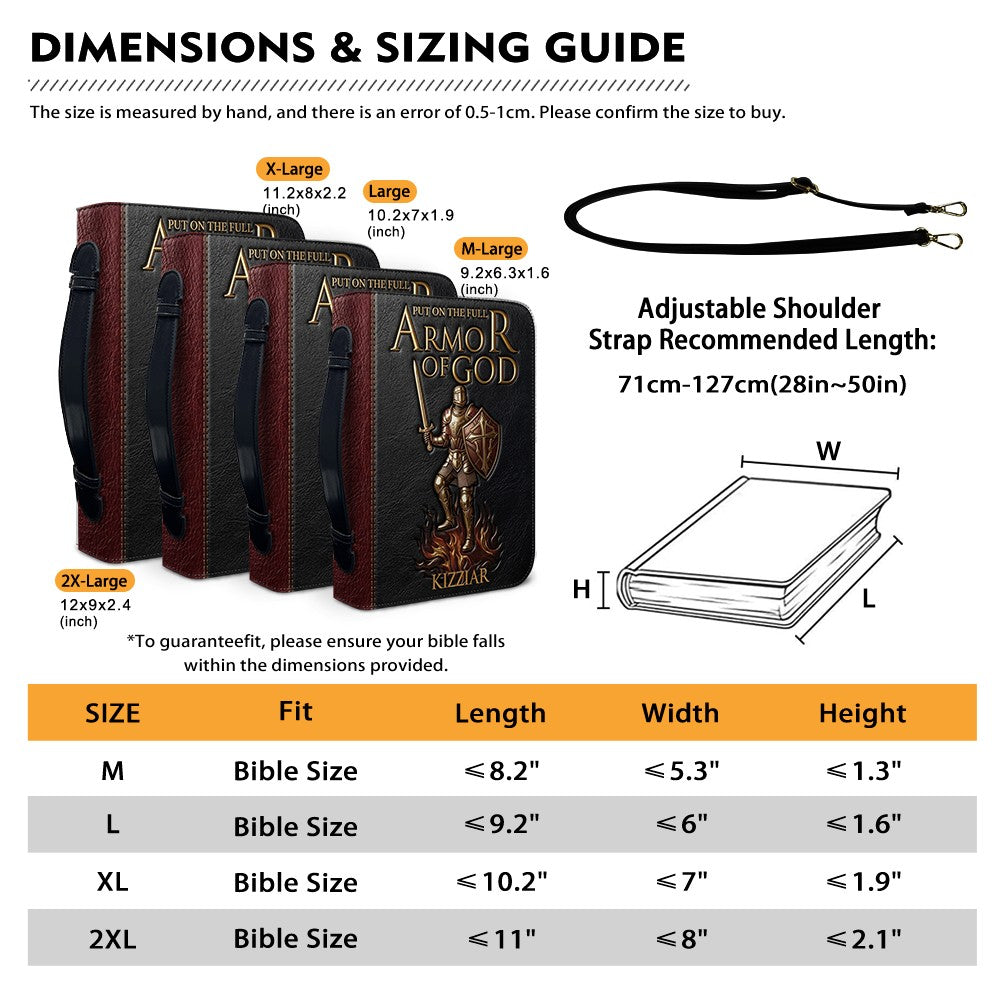 Personalized Armor of God Bible Cover for Men Tech-Integrated | Custom Leather Bible Case by CHRISTIANARTBAG CAB01052826