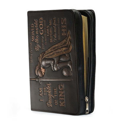 Personalized Bible Cover - "I Am The Daughter Of The King" Custom Name & Skintone Leather Carrying Bag with Strap - CHRISTIANARTBAG 01100226