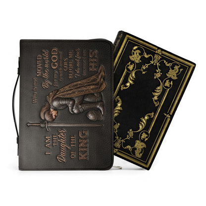 Personalized Bible Cover - "I Am The Daughter Of The King" Custom Name & Skintone Leather Carrying Bag with Strap - CHRISTIANARTBAG 01100226