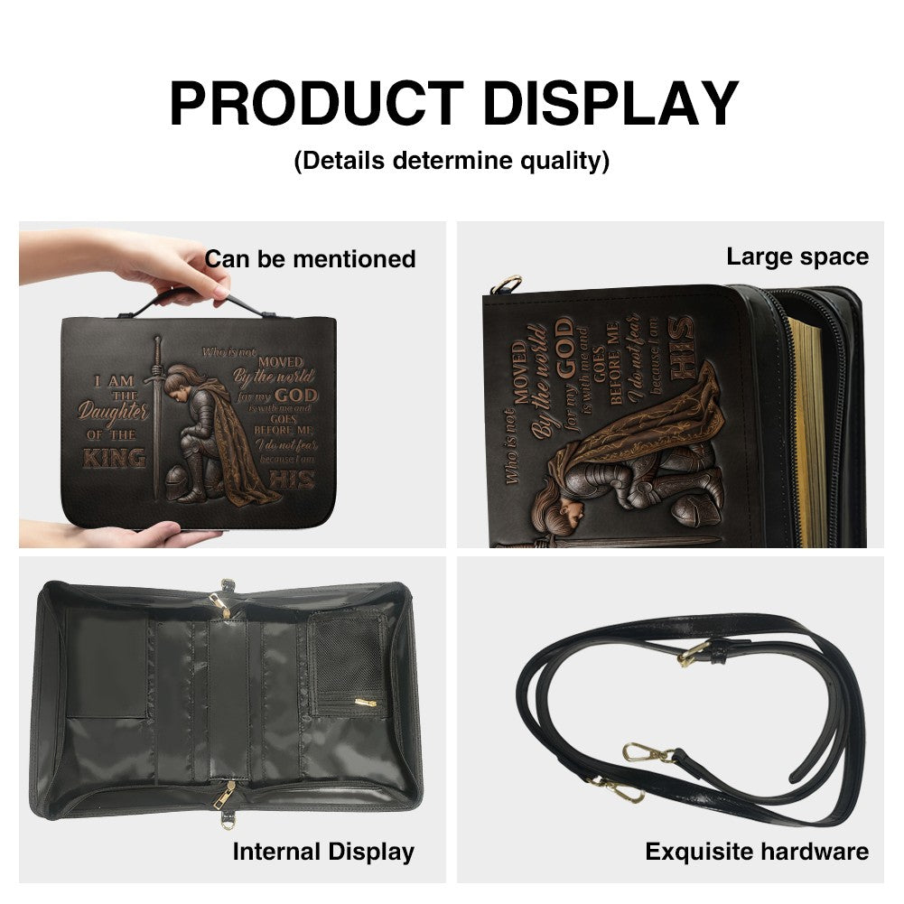 Personalized Bible Cover - "I Am The Daughter Of The King" Custom Name & Skintone Leather Carrying Bag with Strap - CHRISTIANARTBAG 01100226