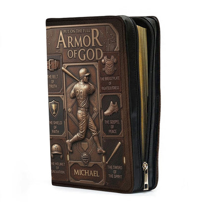 Customized Bible Cover for Men: Personalized Name & Sport Armor of God Design | CHRISTIANARTBAG Bible Case with Strap CAB01070326