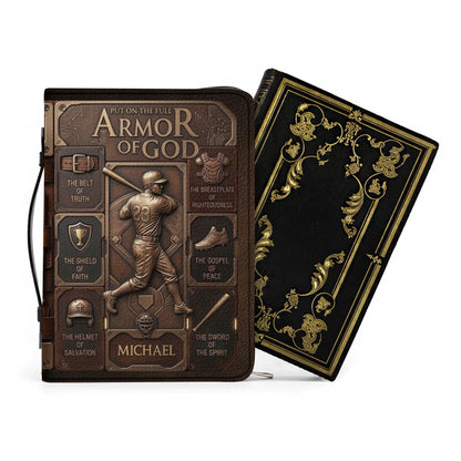 Customized Bible Cover for Men: Personalized Name & Sport Armor of God Design | CHRISTIANARTBAG Bible Case with Strap CAB01070326