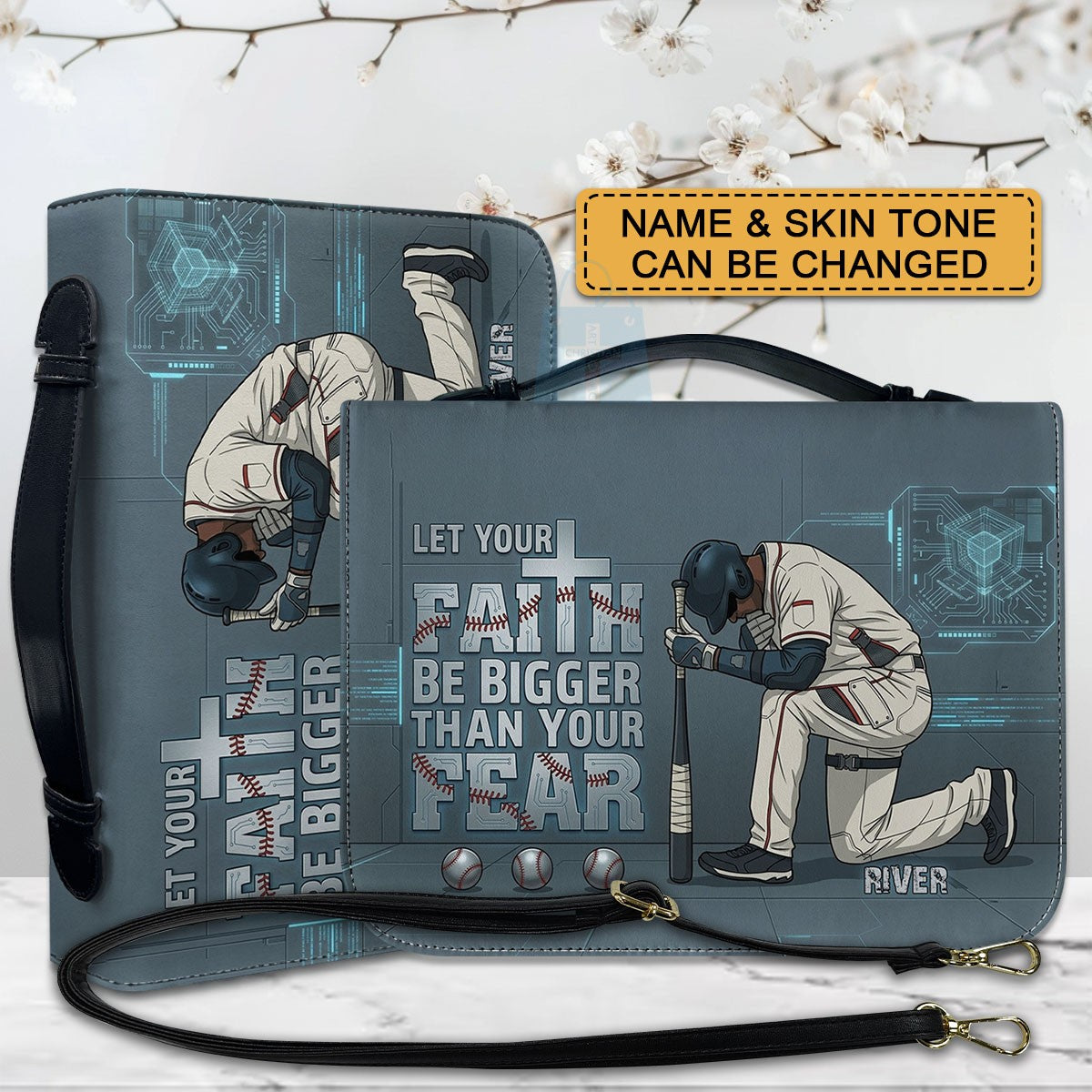 Personalized Baseball Player Bible Cover - Custom Name & Faith Design by CHRISTIANARTBAG CAB01061726