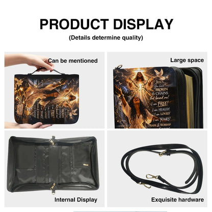 Personalized Bible Cover - Jesus Broken The Chains Custom Name Bible Case - Inspirational Leather Journal Case - CHRISTIANARTBAG CAB02042226