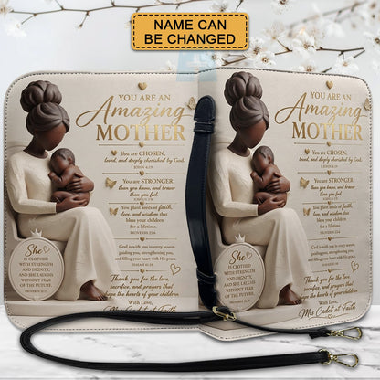 Personalized Bible Cover with Handle & Strap - Custom Name & Color Gifts for Mother - CHRISTIANARTBAG CAb02100526