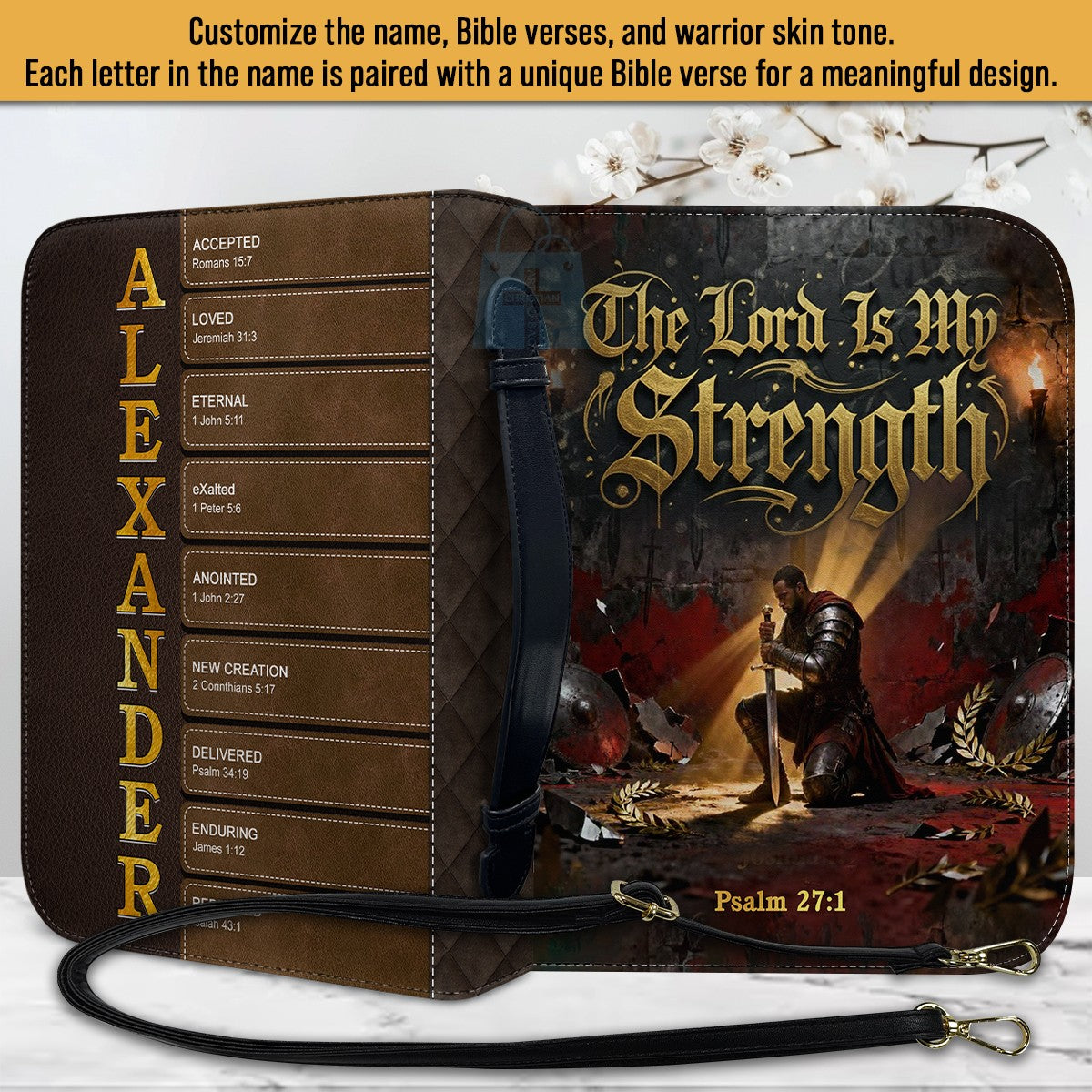 Personalized Bible Cover for Men – Custom Name & Bible Verse | CHRISTIANARTBAG CAB011926