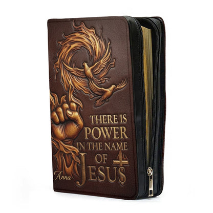 Personalized Bible Cover with Name - There Is Power In The Name Of Jesus Leather Bible Bag - CHRISTIANARTBAG CAb02100626