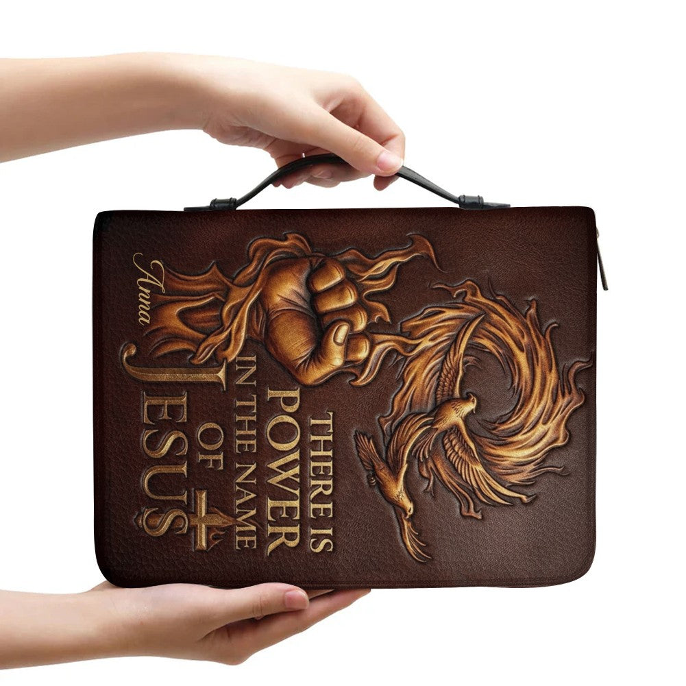 Personalized Bible Cover with Name - There Is Power In The Name Of Jesus Leather Bible Bag - CHRISTIANARTBAG CAb02100626