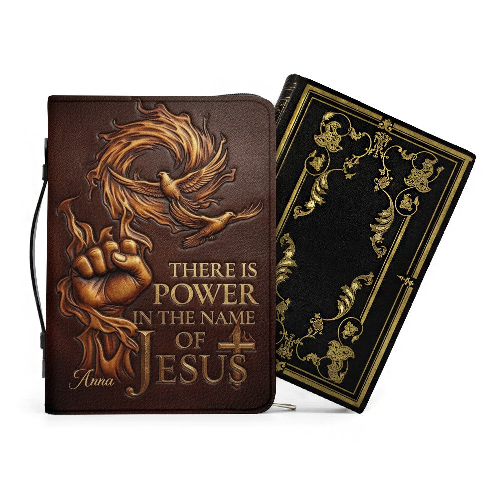 Personalized Bible Cover with Name - There Is Power In The Name Of Jesus Leather Bible Bag - CHRISTIANARTBAG CAb02100626