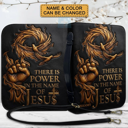 Personalized Bible Cover with Name - There Is Power In The Name Of Jesus Leather Bible Bag - CHRISTIANARTBAG CAb01100826