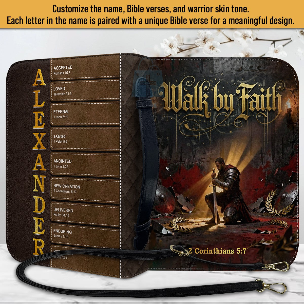 Personalized Bible Cover for Men – Custom Name & Bible Verse | CHRISTIANARTBAG CAB011926