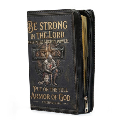 Personalized Bible Cover for Men - Armor of God Leather Case with Handle, Custom Name - CHRISTIANARTBAG 01081826