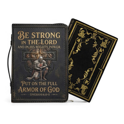 Personalized Bible Cover for Men - Armor of God Leather Case with Handle, Custom Name - CHRISTIANARTBAG 01081826