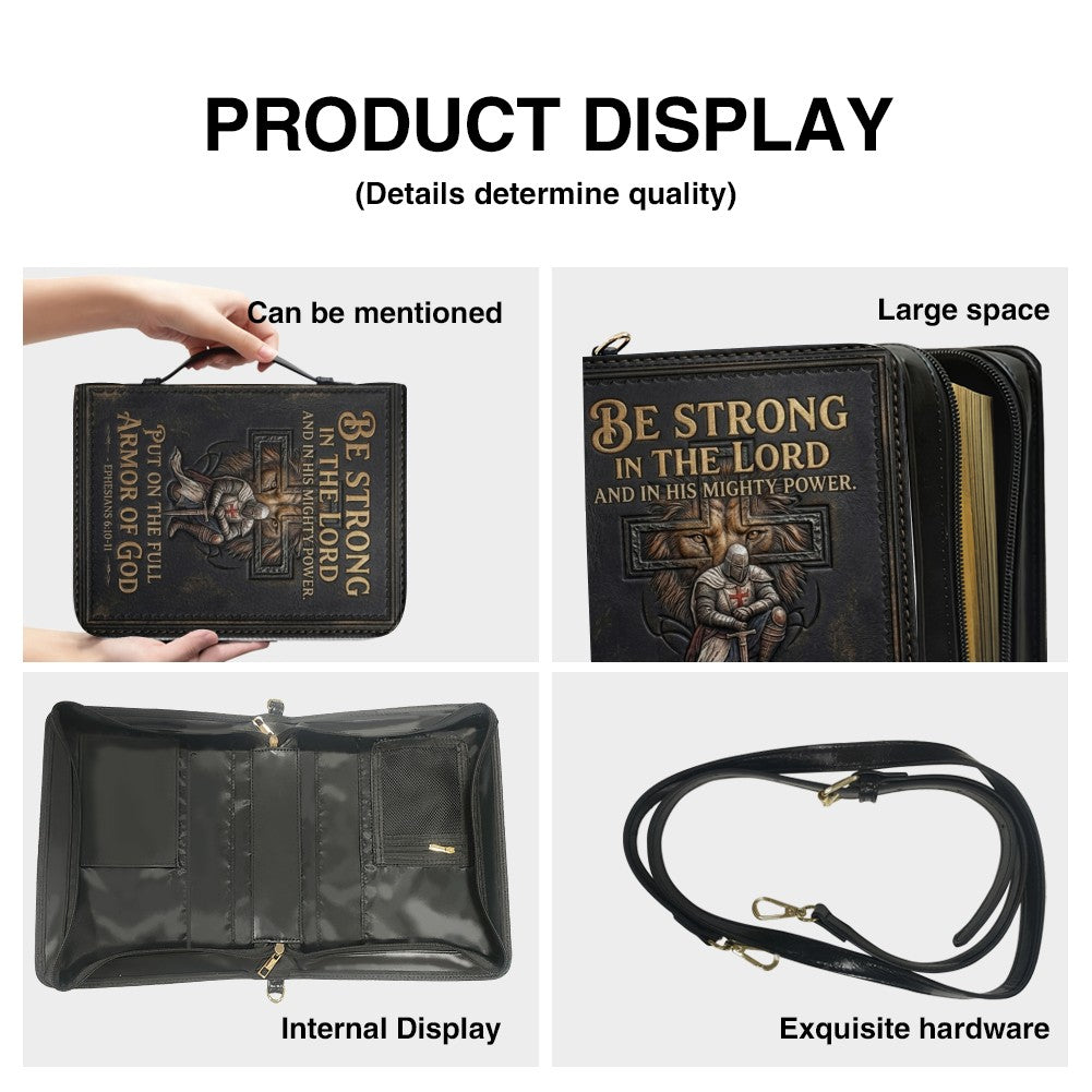 Personalized Bible Cover for Men - Armor of God Leather Case with Handle, Custom Name - CHRISTIANARTBAG 01081826