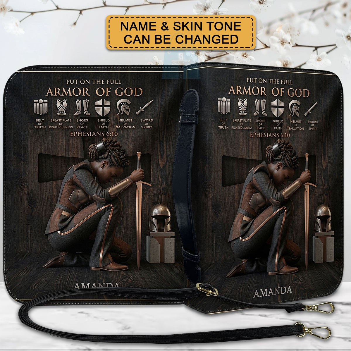 CHRISTIANARTBAG Personalized Armor of God Bible Cover for Women | Custom Leather Bible Case by CHRISTIANARTBAG CAB02061726
