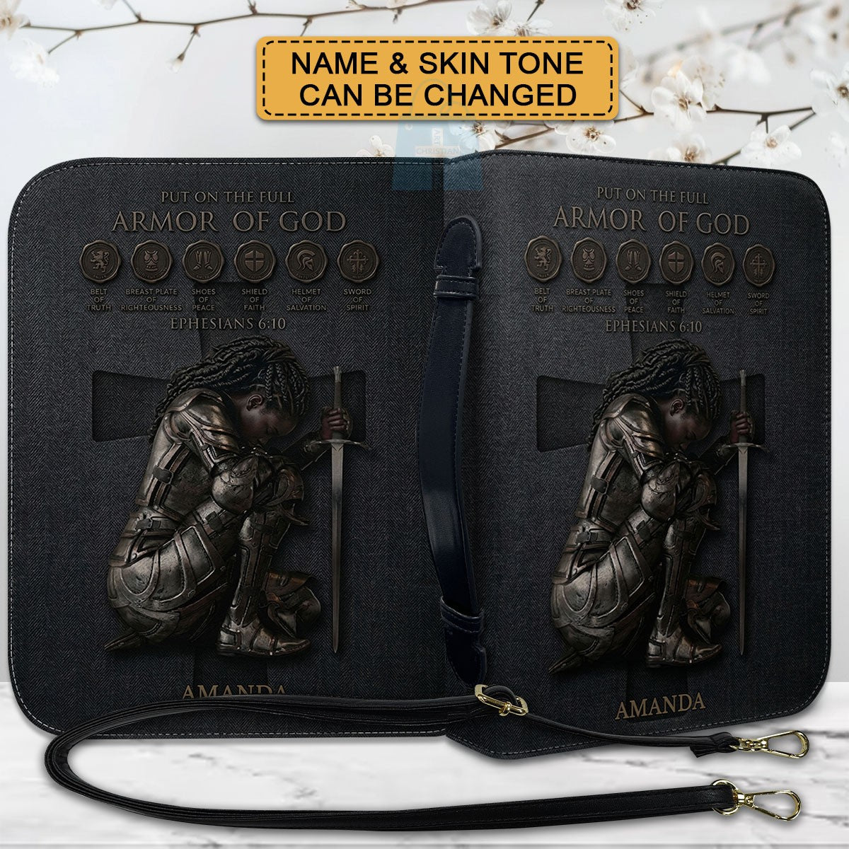 CHRISTIANARTBAG Personalized Armor of God Bible Cover for Women | Custom Leather Bible Case by CHRISTIANARTBAG CAB02061726