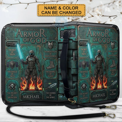Personalized Armor of God Bible Cover for Men | Custom Leather Bible Case by CHRISTIANARTBAG CAB01062726