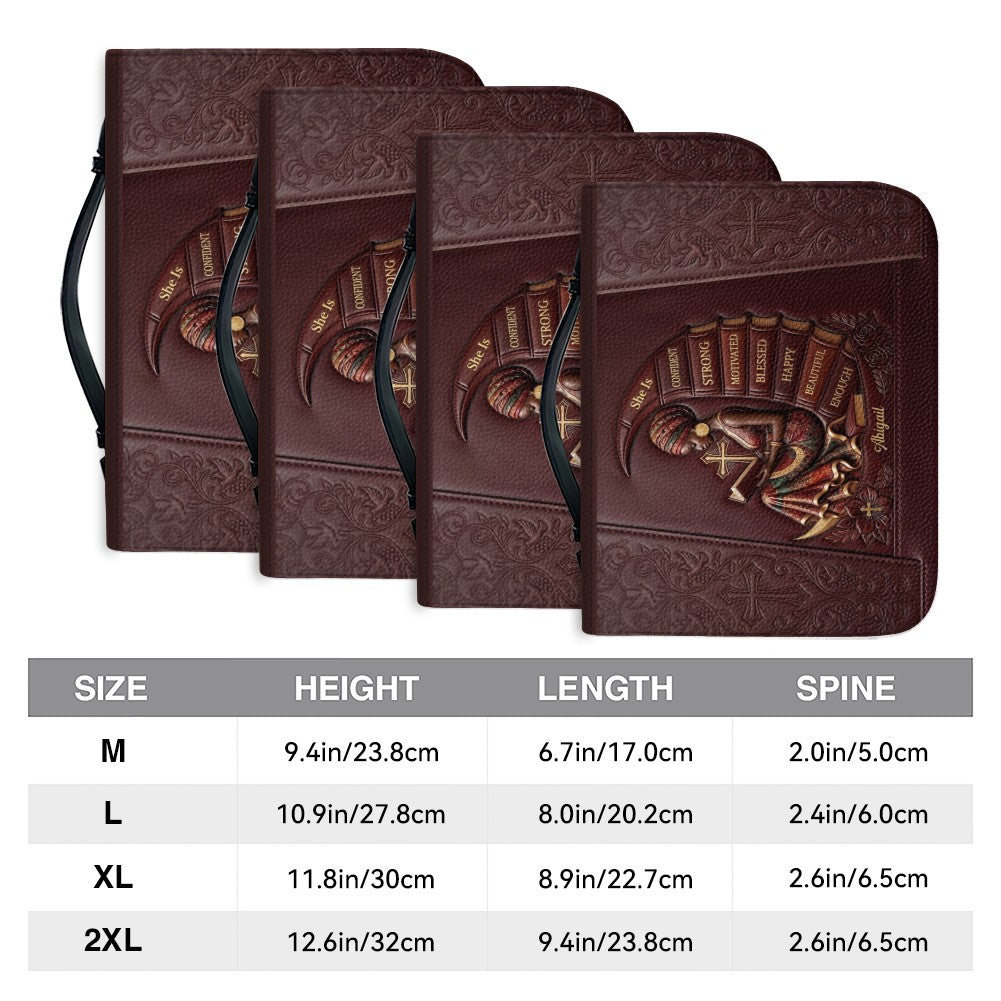 Personalized Bible Cover for Women, Custom Name Leather Bible Bag with Strap - CHRISTIANARTBAG CAB01100126