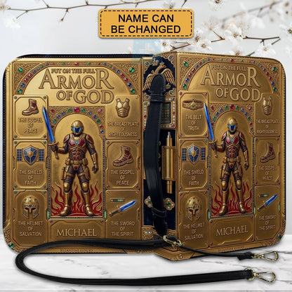 Armor of God Personalized Bible Cover for Men | CHRISTIANARTBAG Custom Leather Bible Case CAB02070226